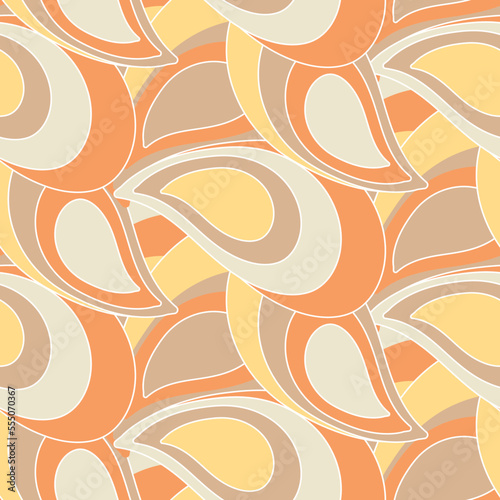 Abstract Hand Drawing Geometric Layered Paisleys Seamless Vector Pattern Isolated Background
