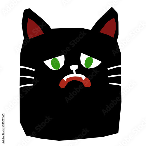 Disappointed cat vector illustration in flat color design