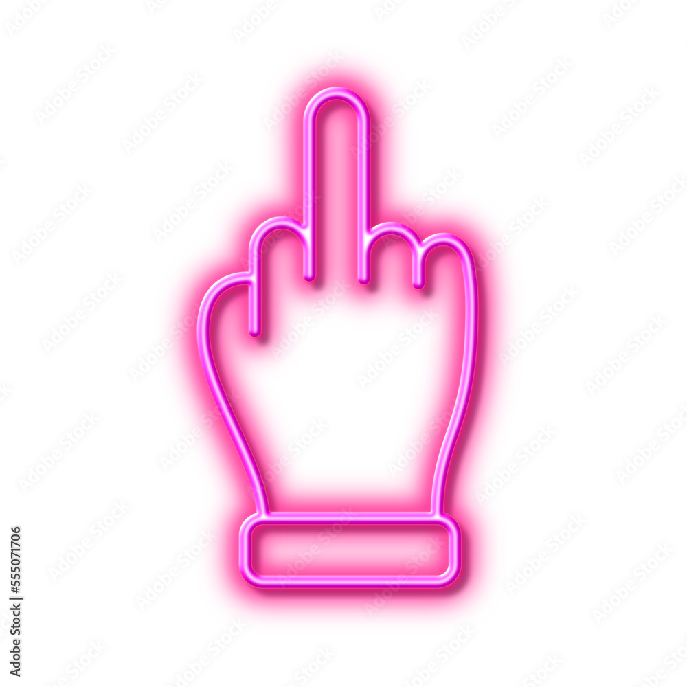 Middle finger hand line icon. Palm sign. Neon light effect outline icon. Middle finger hand line icon. Palm sign. Neon light effect outline icon.