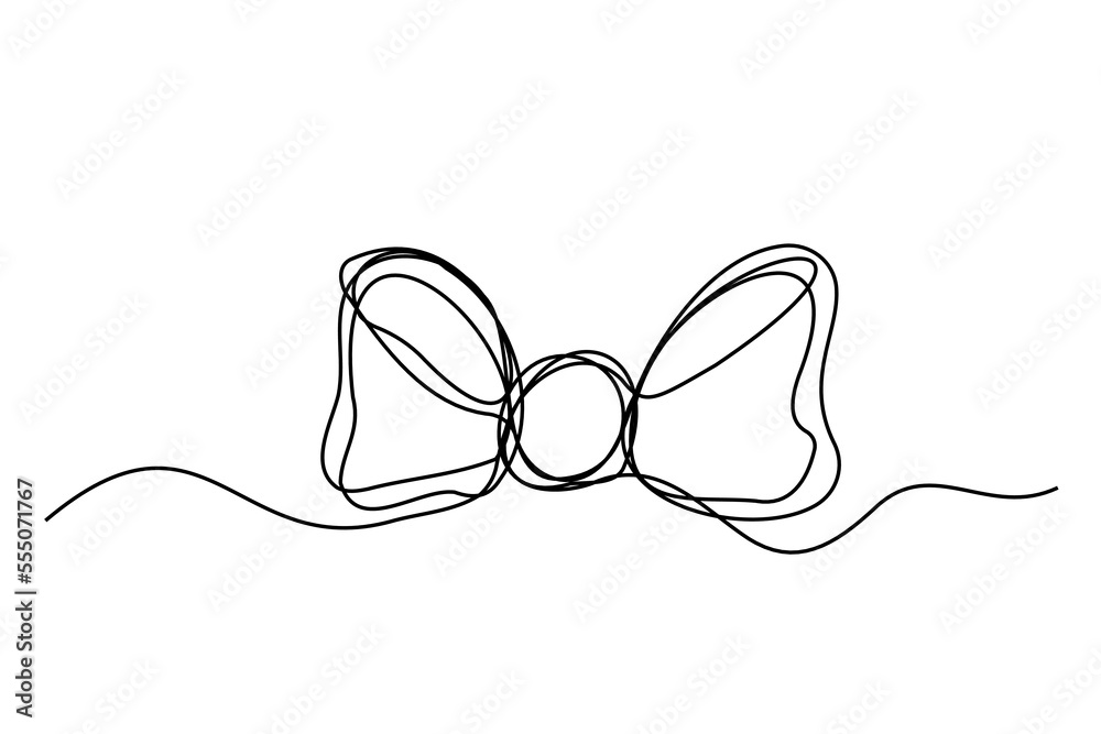 Gift ribbon bow in continuous line art drawing style. Minimalist holiday gift bow. vector illustration isolated on white background. Gift ribbon bow in continuous line art drawing style. Minimalist holiday gift bow. vector illustration isolated on white background.