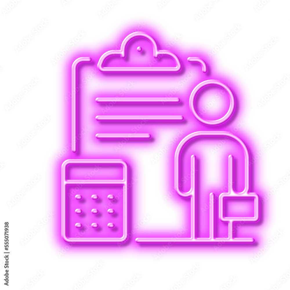 Accounting line icon. Realtor service sign. Neon light effect outline icon. Accounting line icon. Realtor service sign. Neon light effect outline icon.