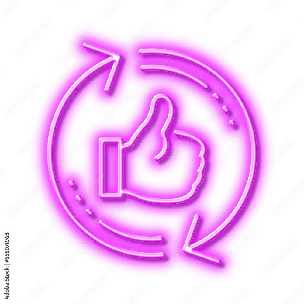 Refresh like line icon. Thumbs up sign. Neon light effect outline icon. Refresh like line icon. Thumbs up sign. Neon light effect outline icon.