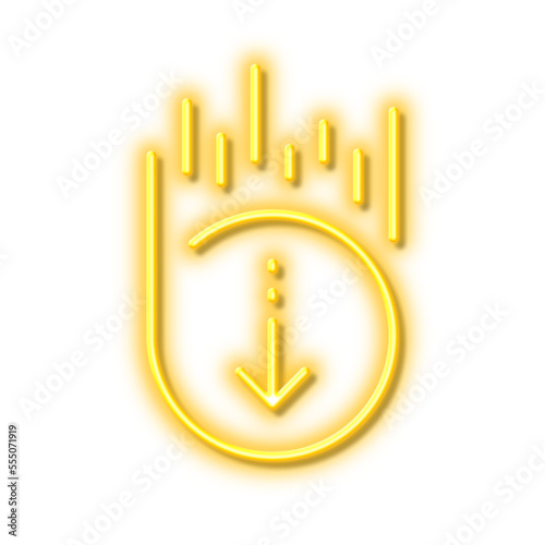 Scroll down line icon. Scrolling screen sign. Swipe page. Neon light effect outline icon.