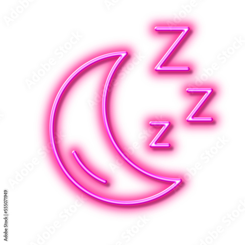 Moon line icon. Sleep zzz sign. Neon light effect outline icon.