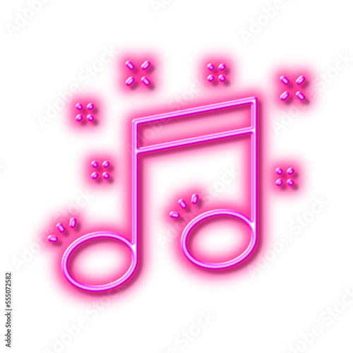 Musical note line icon. Music sign. Neon light effect outline icon.