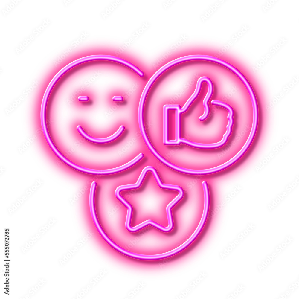 Social media likes line icon. Thumbs up sign. Neon light effect outline icon. Social media likes line icon. Thumbs up sign. Neon light effect outline icon.