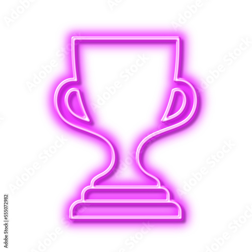 Award cup line icon. Winner Trophy. Neon light effect outline icon.