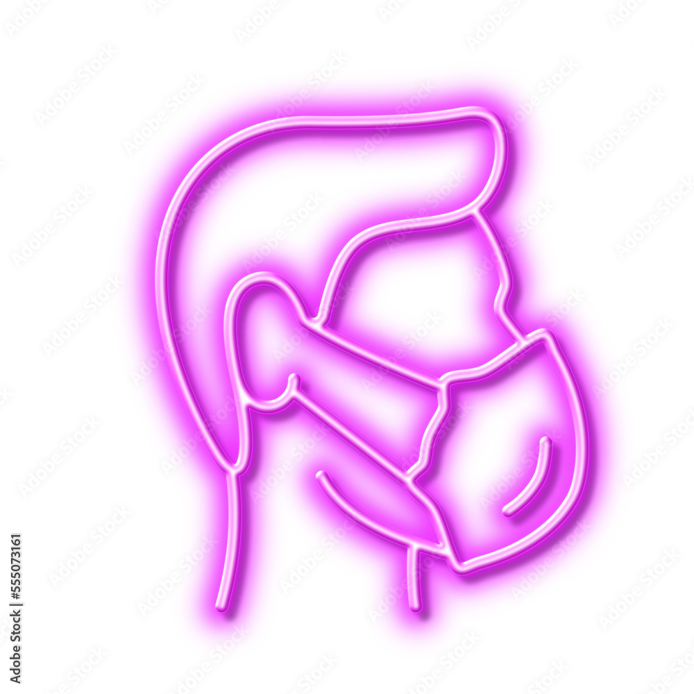 Medical mask line icon. Safety breathing respiratory mask sign. Neon light effect outline icon. Medical mask line icon. Safety breathing respiratory mask sign. Neon light effect outline icon.