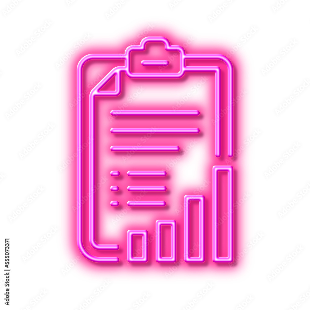 Checklist line icon. Graph chart sign. Neon light effect outline icon. Checklist line icon. Graph chart sign. Neon light effect outline icon.