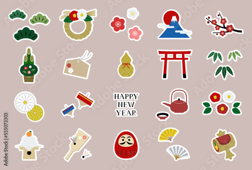 正月 アイコン イラスト素材 / vector eps