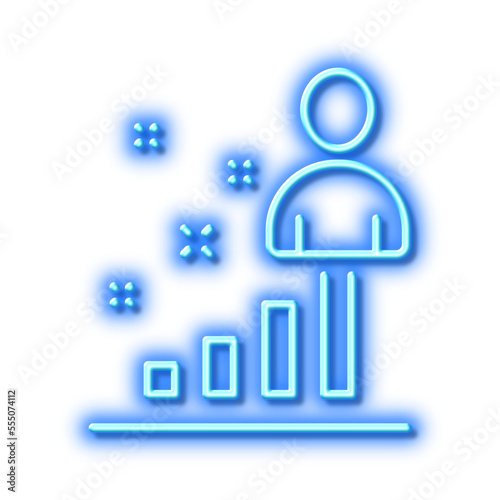 Stats line icon. Business management sign. Neon light effect outline icon.