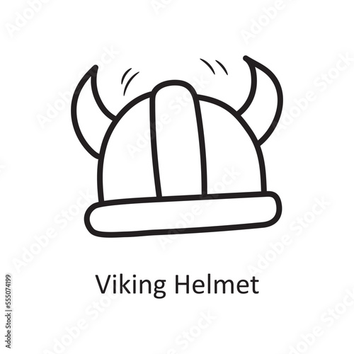 Viking Helmet Vector Outline Icon Design illustration. Medieval Symbol on White background EPS 10 File