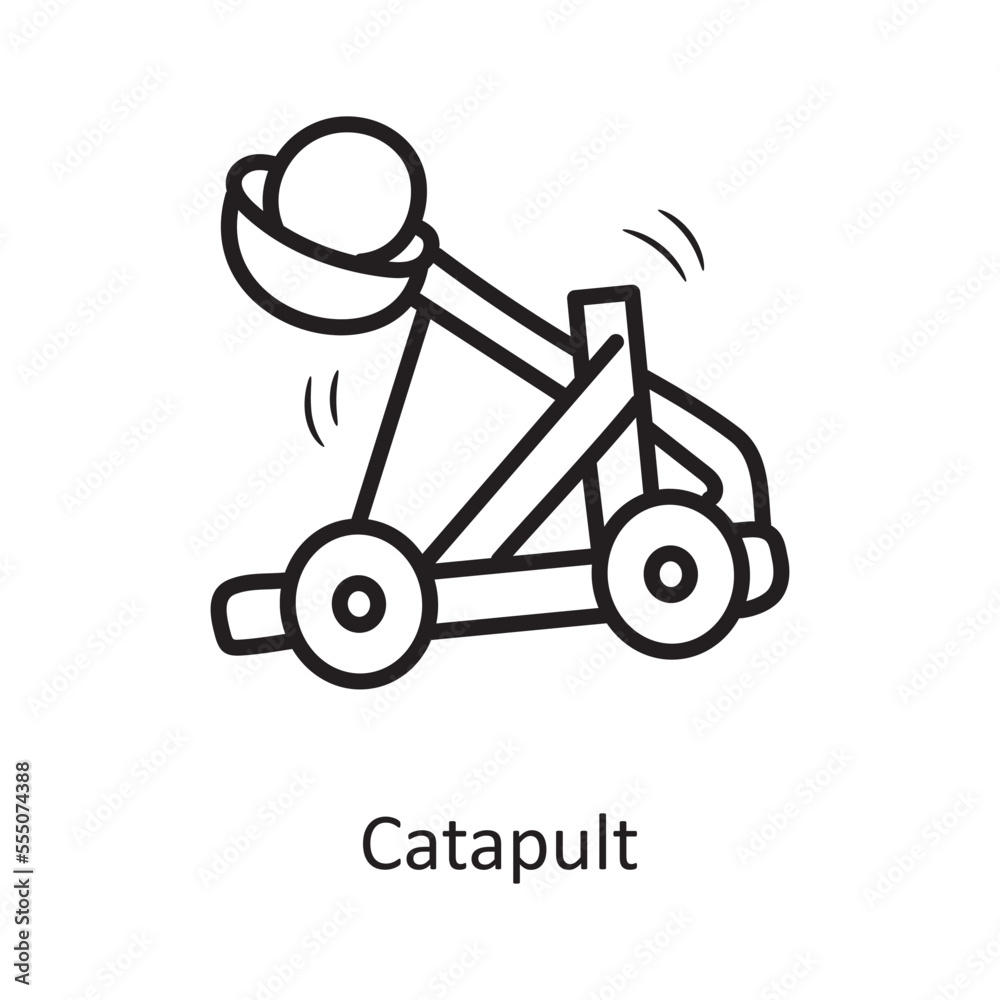 Catapult Vector Outline Icon Design illustration. Medieval Symbol on White background EPS 10 File Catapult Vector Outline Icon Design illustration. Medieval Symbol on White background EPS 10 File