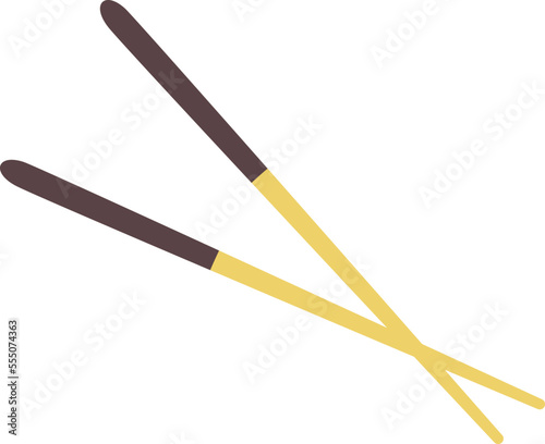 Wooden chopsticks flat icon Asian food utensil