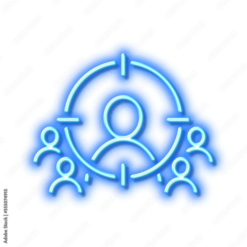 Business targeting line icon. Target strategy. Neon light effect outline icon. Business targeting line icon. Target strategy. Neon light effect outline icon.