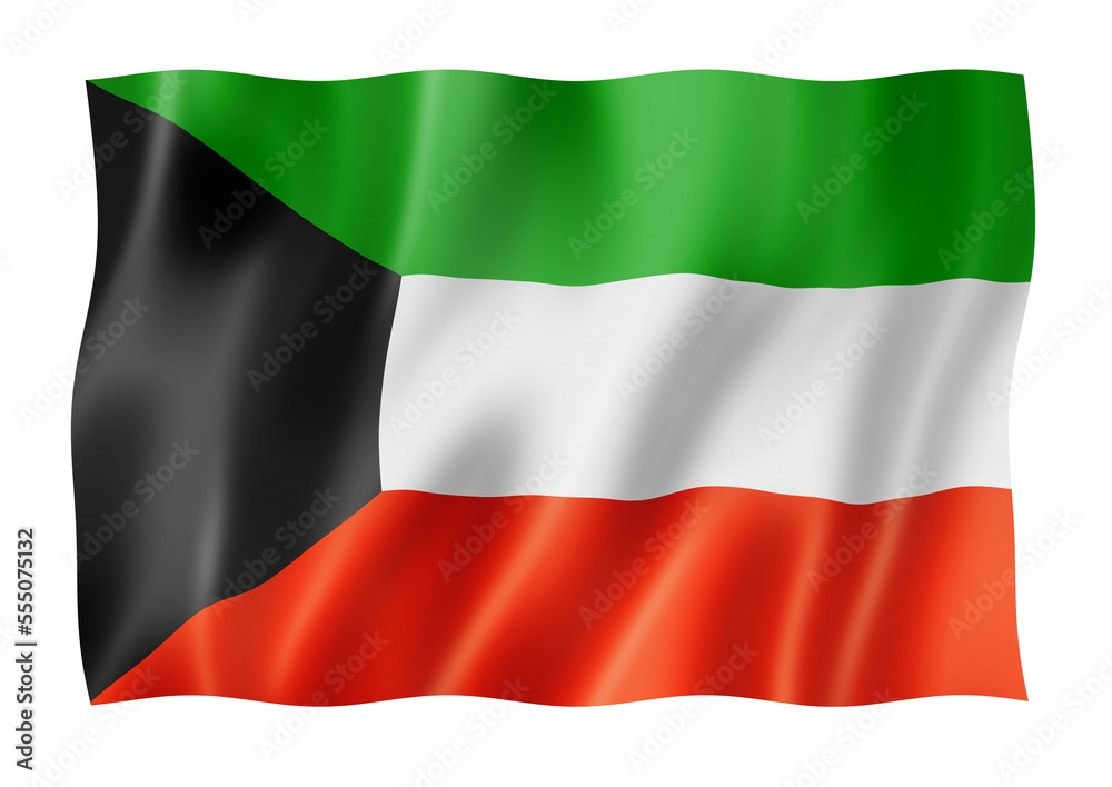 Kuwaiti flag isolated on white