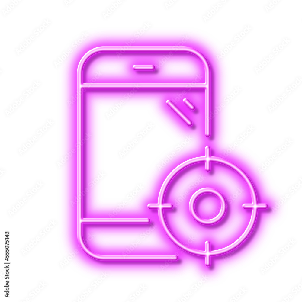 Seo phone line icon. Smartphone targeting sign. Traffic management. Neon light effect outline icon. Seo phone line icon. Smartphone targeting sign. Traffic management. Neon light effect outline icon.