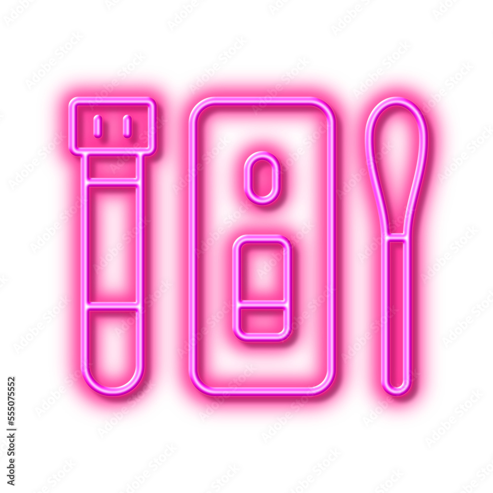 Nasal swab test line icon. Coronavirus testing sign. Neon light effect outline icon. Nasal swab test line icon. Coronavirus testing sign. Neon light effect outline icon.