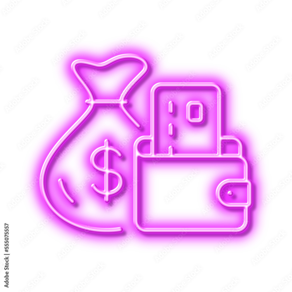 Change money line icon. Credit card sign. Neon light effect outline icon. Change money line icon. Credit card sign. Neon light effect outline icon.