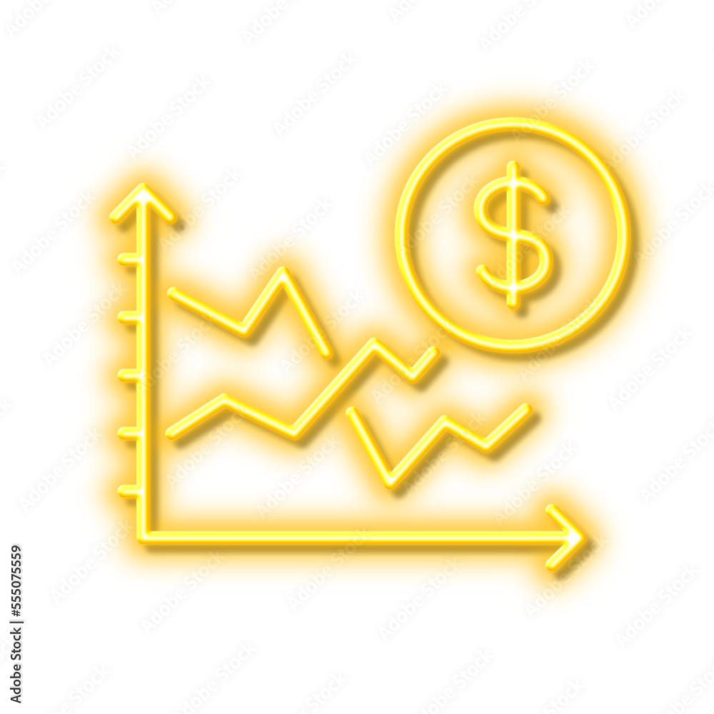 Dollar rates line icon. Currency exchange sign. Neon light effect outline icon. Dollar rates line icon. Currency exchange sign. Neon light effect outline icon.