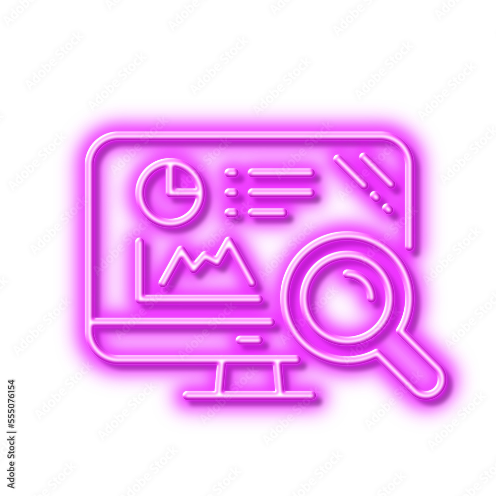 Seo statistics line icon. Search engine sign. Neon light effect outline icon. Seo statistics line icon. Search engine sign. Neon light effect outline icon.