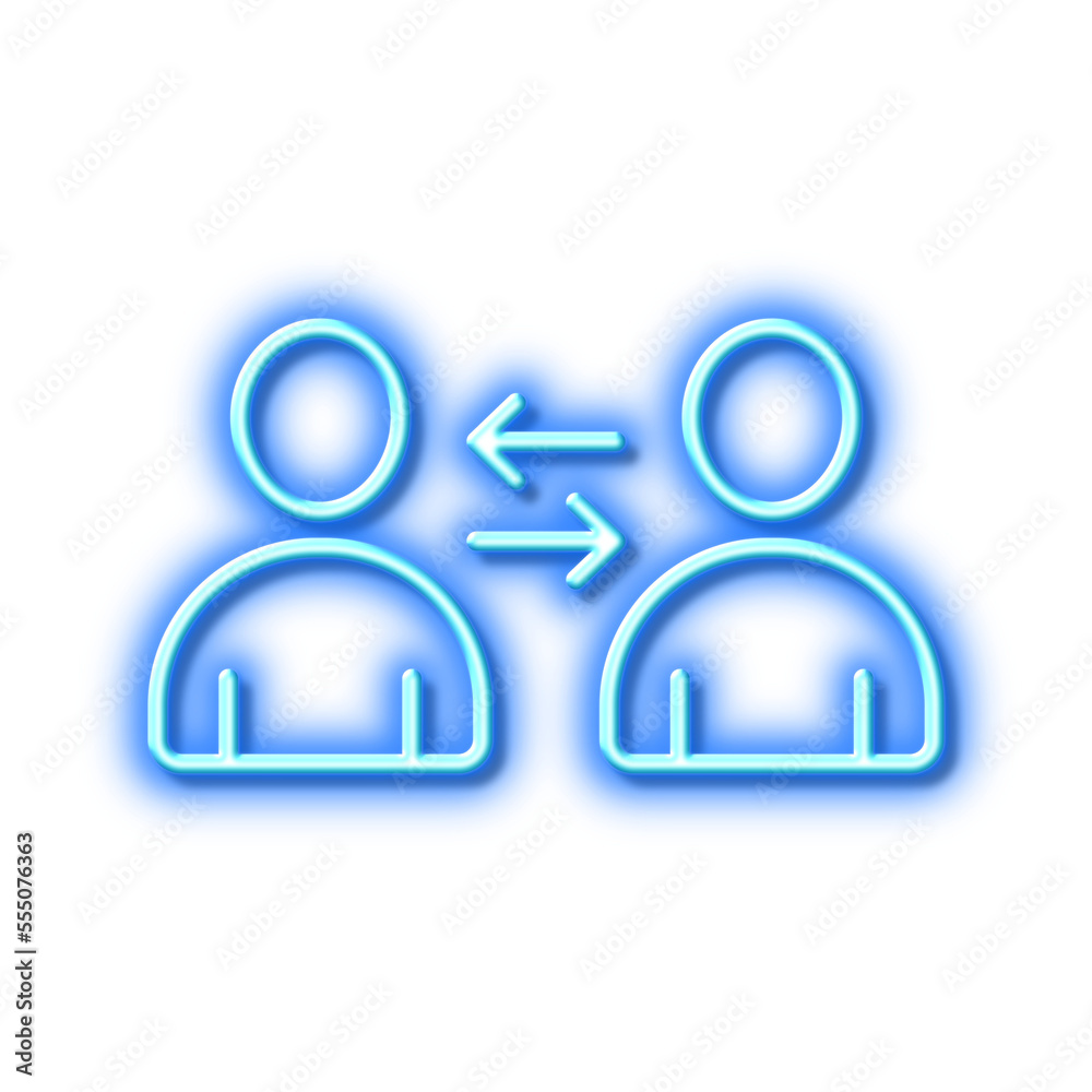 Teamwork line icon. Profile Avatar sign. Neon light effect outline icon. Teamwork line icon. Profile Avatar sign. Neon light effect outline icon.