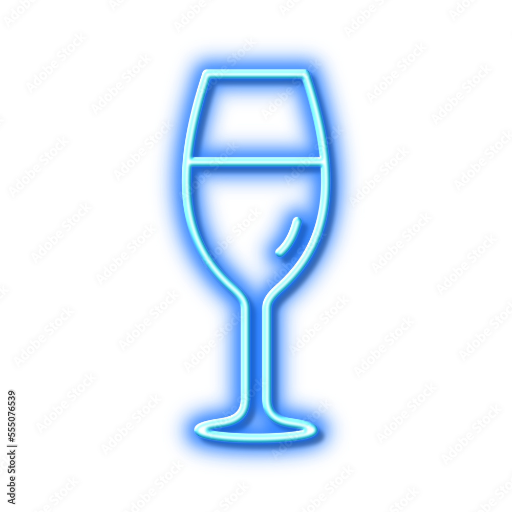 Wine glass line icon. Burgundy glass sign. Neon light effect outline icon. Wine glass line icon. Burgundy glass sign. Neon light effect outline icon.
