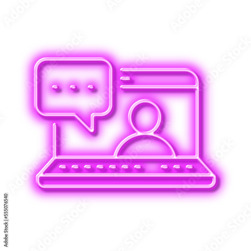 Friends chat line icon. Friendship love sign. Assistance business. Neon light effect outline icon.