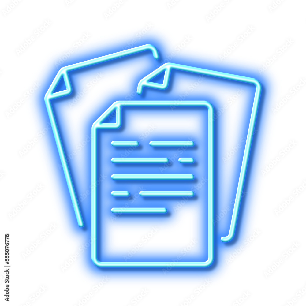 Documents line icon. Doc file page sign. Neon light effect outline icon. Documents line icon. Doc file page sign. Neon light effect outline icon.