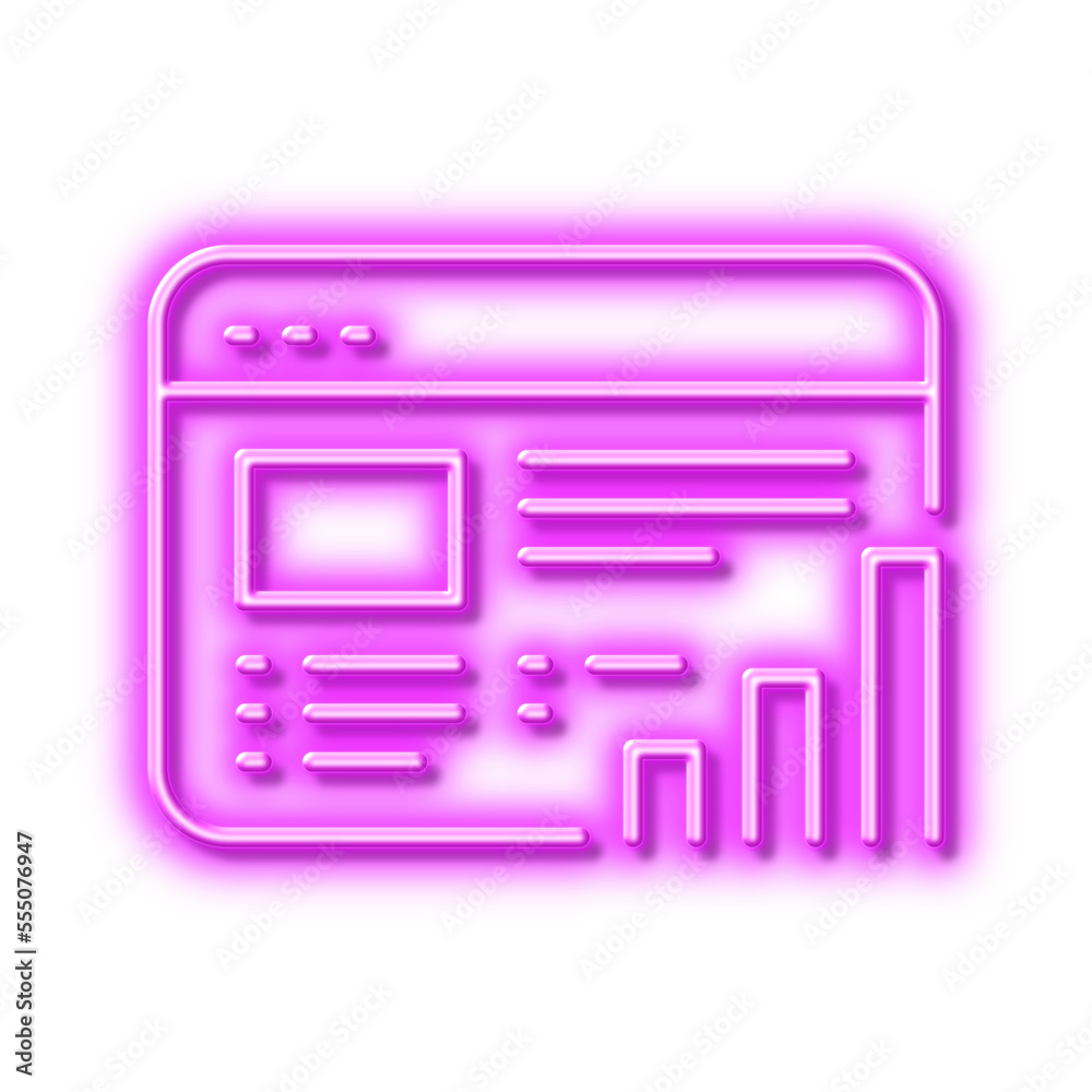 Web report line icon. Column graph sign. Neon light effect outline icon. Web report line icon. Column graph sign. Neon light effect outline icon.