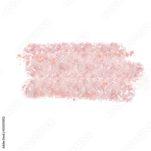 Pink metallic smears on transparant background. Isolated decorative glittering brushstroke.
