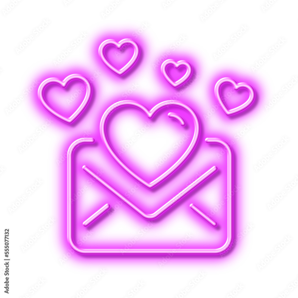Love Mail line icon. Valentines Message correspondence sign. Neon light effect outline icon. Love Mail line icon. Valentines Message correspondence sign. Neon light effect outline icon.