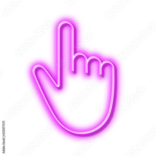 Hand cursor line icon. Click action sign. Neon light effect outline icon.