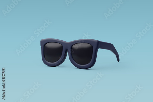 3d Vector Black Sunglasses, Hello Summer, Summertime, Back to travel Concept.