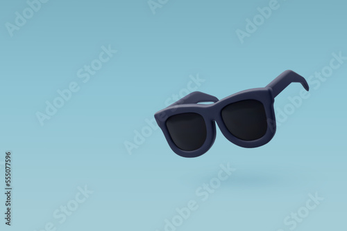 3d Vector Black Sunglasses, Hello Summer, Summertime, Back to travel Concept.