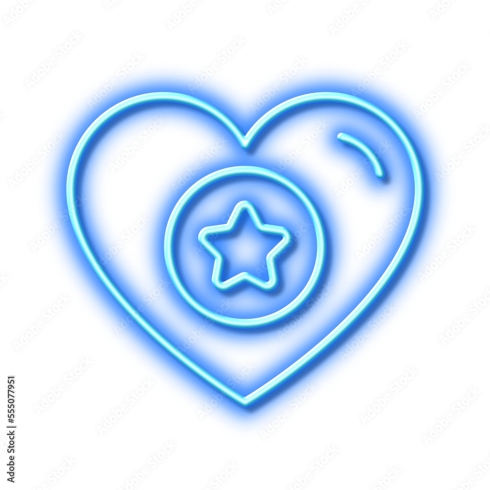 Heart and Star line icon. Favorite like sign. Neon light effect outline icon. Heart and Star line icon. Favorite like sign. Neon light effect outline icon.