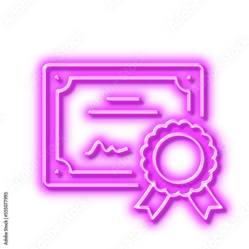 Certificate line icon. Certified document sign. Neon light effect outline icon.