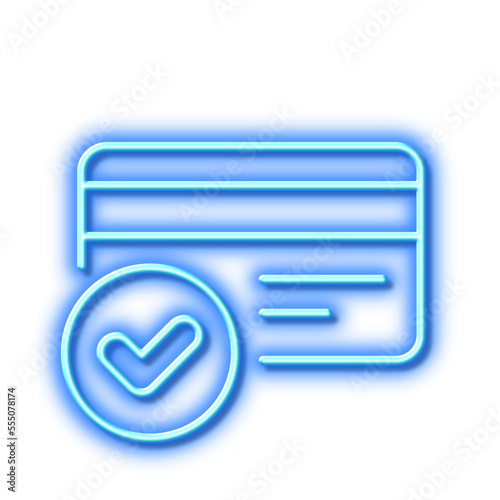 Approved credit card line icon. Accepted payment methods sign. Neon light effect outline icon.