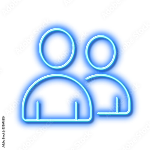 Users line icon. Couple or Group sign. Neon light effect outline icon.