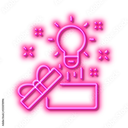 Out of the box line icon. Creativity sign. Neon light effect outline icon.