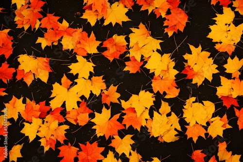 Illustration of autumn maple leaves outdoors  generative ai