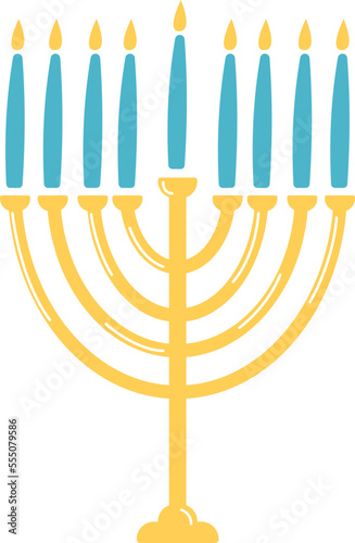 Jewish menorah flat icon Hanukkah Symbol of jewish holiday