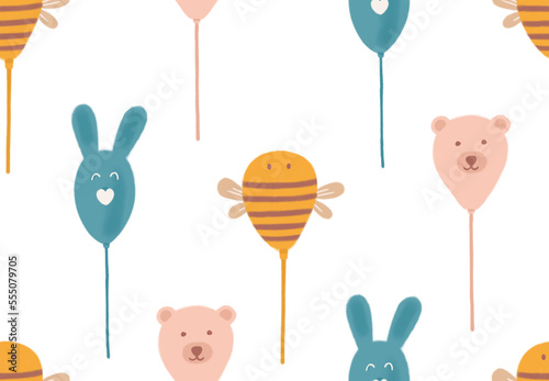 Kids animals baloons patter...