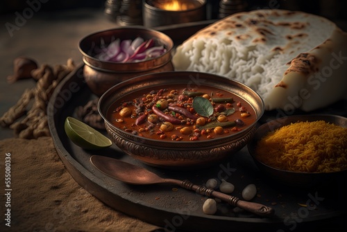  illustration of Indian traditional dish Masala spice curry photo