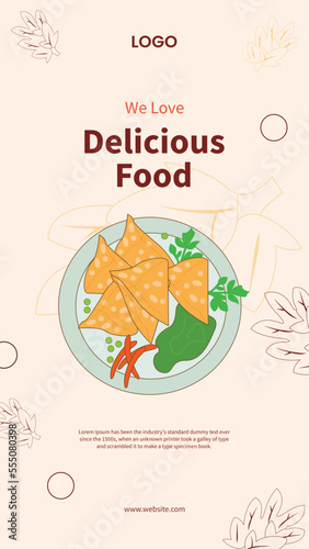 Asian delicious food social media story vector template  photo