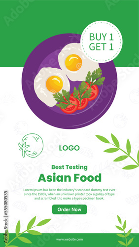 Asian food festival sale vector template  photo