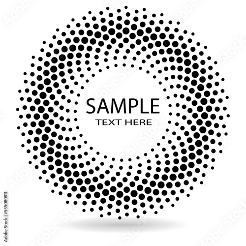 Halftone dots in circle form. round logo . vector dotted frame . design element 