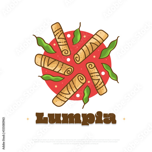Lumpia  Traditional Food From Indonesia. Illustration of Indonesian Snack
