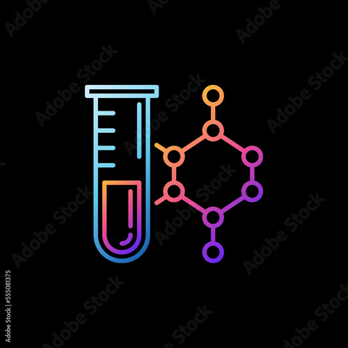 Chemical Formula and Test Tube vector colorful outline icon