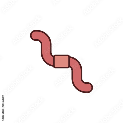 Earth-worm vector concept colored icon - worm red sign